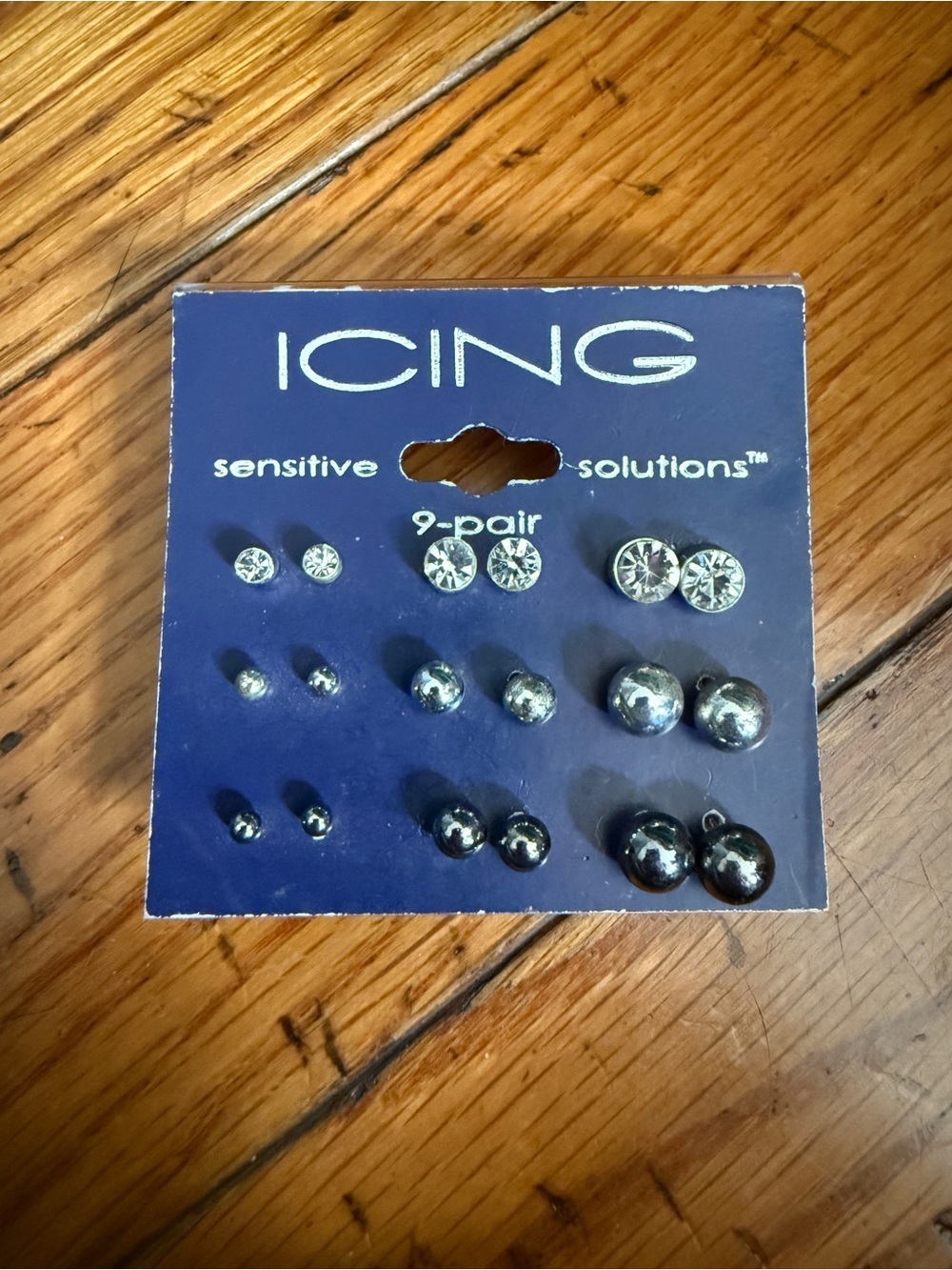 Icing Silver and Clear 9-Pair Stud Earring Set